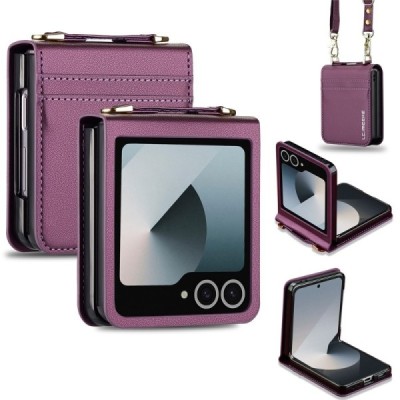 Samsung Galaxy Flip7 „LC.IMEEKE“ Leather plastikust lilla korpus - taga | Priedai.lt