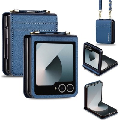 Samsung Galaxy Flip7 „LC.IMEEKE“ Leather plastikust sinine korpus - taga | Priedai.lt