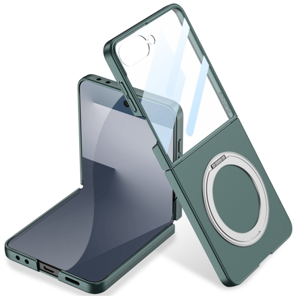 „GKK“ Kickstand plastist läbipaistev kaaned - roheline (Galaxy Flip7)