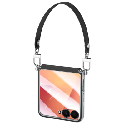 „Sulada“ Leather Kickstand Samsung Galaxy Flip7 must nahast ümbris - taga | Priedai.lt