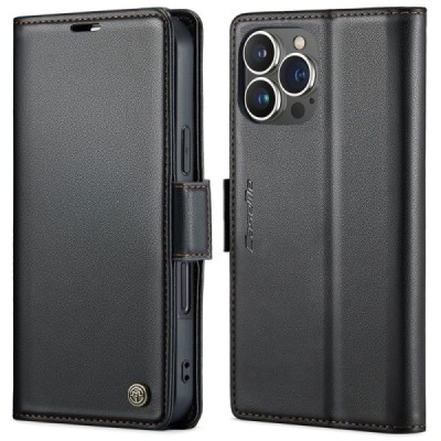 Apple iPhone 16 Pro Max CaseMe Leather tahke nahk kaaned - must | Priedai.lt