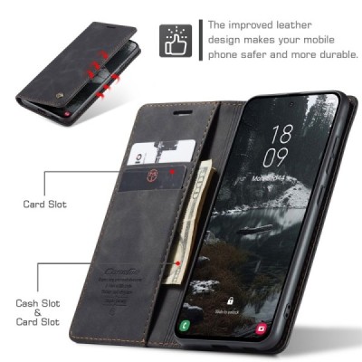 Samsung Galaxy S25 Edge CaseMe Retro tahke nahk kaaned - must | Priedai.lt