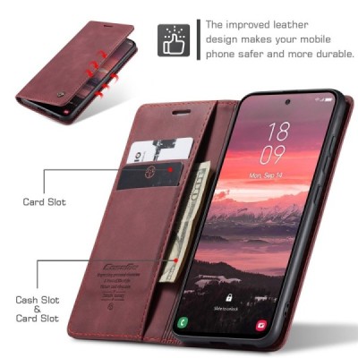 Samsung Galaxy S25 Edge CaseMe Retro tahke nahk kaaned - burgundia | Priedai.lt