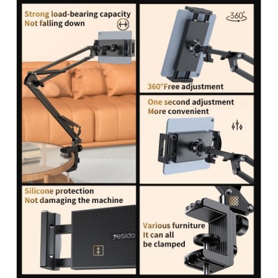 "YESIDO" Desktop Stand universaalne lauaarvuti (telefoni) hoidik - must | Priedai.LT