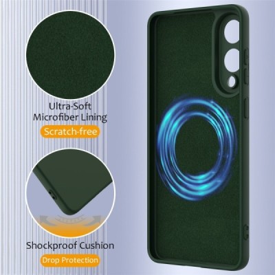 Samsung Galaxy S25 Edge "Shell" MagSafe kõvast silikoonist TPU tumeroheline ümbris - kaaned | Priedai.lt