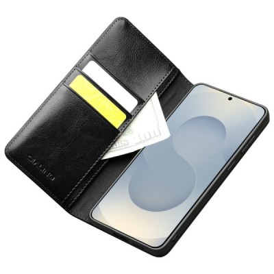 Samsung Galaxy S25 Edge "QIALINO" klapitav must nahast kaaned | Priedai.lt