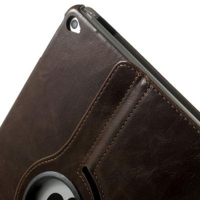 Apple iPad Air 2 solidus atverčiamas rudas odinis dėklas (360°) - stovas / Priedai.lt