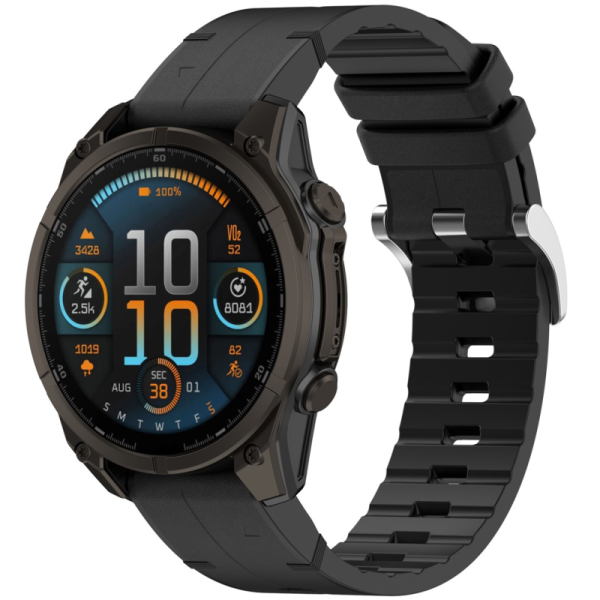 Nutikella kõva silikoonist (TPU) käevõru - must (Garmin Fenix 8S / 6S / 5S / 6S Pro / 5S Plus)