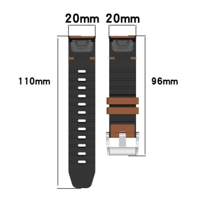 Garmin Fenix 8S / 6S / 5S / 6S Pro / 5S Plus kõva silikoonist (TPU) must käevõru | Priedai.lt