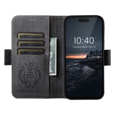 Apple iPhone 16 Pro „SUTENI“ MagSafe Retro tahke nahk kaaned - must | Priedai.lt