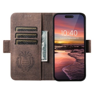 Apple iPhone 16 Pro „SUTENI“ MagSafe Retro tahke nahk kaaned - pruun | Priedai.lt