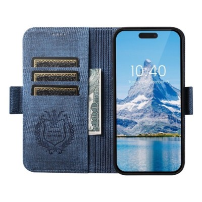 Apple iPhone 16 Pro „SUTENI“ MagSafe Retro tahke nahk kaaned - Sinine | Priedai.lt