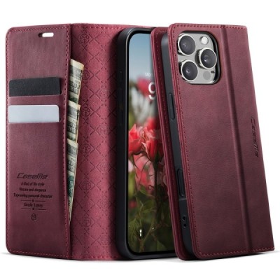 Apple iPhone 16 Pro Max CaseMe Retro Skin tahke nahk kaaned - burgundia | Priedai.lt