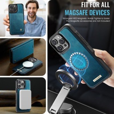 Apple iPhone 16 Pro „CaseMe“ MagSafe Leather 2-ühes klapiga ümbris - roheline | Priedai.lt