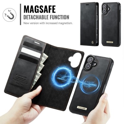 Apple iPhone 16 „CaseMe“ MagSafe Leather 2-ühes klapiga ümbris - must | Priedai.lt