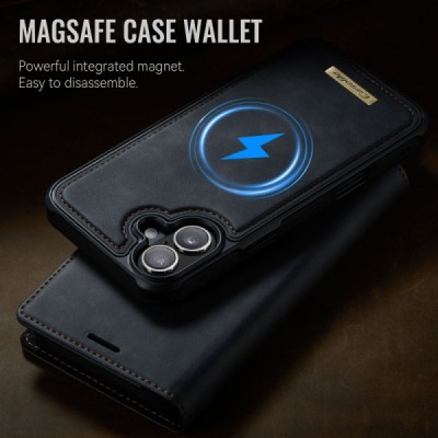 Apple iPhone 16 „CaseMe“ MagSafe Leather 2-ühes klapiga ümbris - must | Priedai.lt