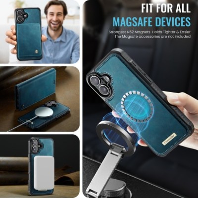 Apple iPhone 16 „CaseMe“ MagSafe Leather 2-ühes klapiga ümbris - roheline | Priedai.lt
