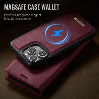 Apple iPhone 16 „CaseMe“ MagSafe Leather 2-ühes klapiga ümbris - burgundia | Priedai.lt