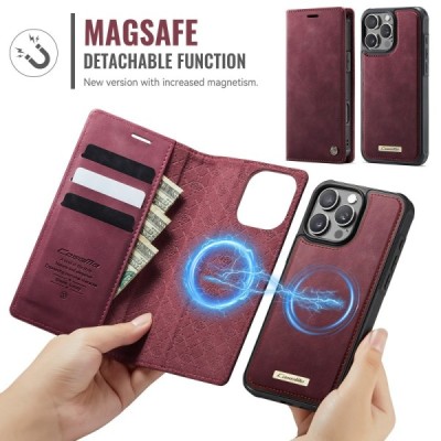 Apple iPhone 16 „CaseMe“ MagSafe Leather 2-ühes klapiga ümbris - burgundia | Priedai.lt