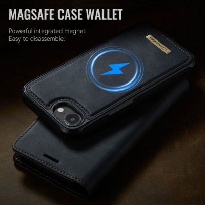 „CaseMe“ MagSafe Leather 2-ühes klapiga ümbris - must (iPhone 17e / 16e)