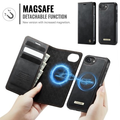„CaseMe“ MagSafe Leather 2-ühes klapiga ümbris - must (iPhone 17e / 16e)