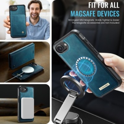 „CaseMe“ MagSafe Leather 2-ühes klapiga ümbris - roheline (iPhone 17e / 16e)