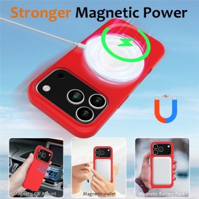 Apple iPhone 17 Pro Max "Shell" MagSafe kõvast silikoonist TPU roosa punane - kaaned | Priedai.lt