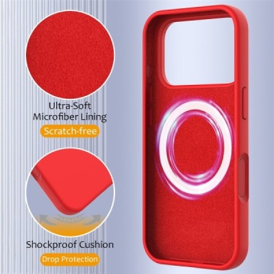 Apple iPhone 17 Pro Max "Shell" MagSafe kõvast silikoonist TPU roosa punane - kaaned | Priedai.lt