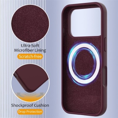 Apple iPhone 17 Pro Max "Shell" MagSafe kõvast silikoonist TPU burgundia ümbris - kaaned | Priedai.lt