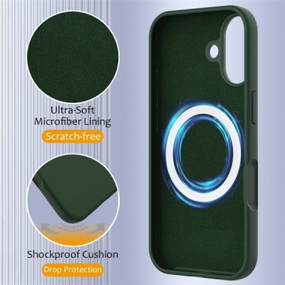 Apple iPhone 17 "Shell" MagSafe kõvast silikoonist TPU tumeroheline ümbris - kaaned | Priedai.lt