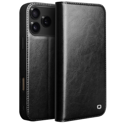 Apple iPhone 17 Pro "QIALINO" klapitav must nahast kaaned | Priedai.lt