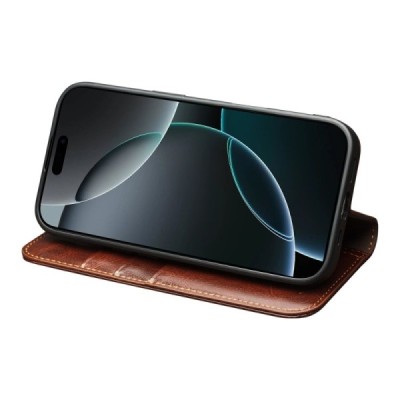 Apple iPhone Air "QIALINO" klapitav pruun nahast kaaned | Priedai.lt