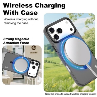Apple iPhone 17 Pro Max "IMAK" Candy MagSafe matt kõva silikoon (TPU) ümbris – must | Priedai.lt