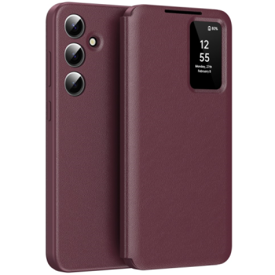 Samsung Galaxy S25 "Qing" Smart View tahke kaaned - burgundia | Priedai.lt