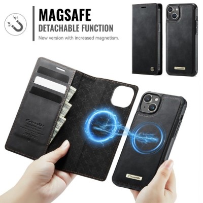 Apple iPhone 14 „CaseMe“ MagSafe Leather 2-ühes klapiga ümbris - must | Priedai.lt