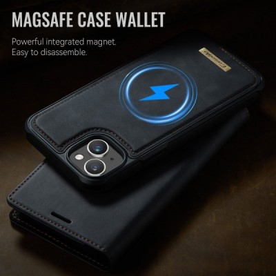 Apple iPhone 14 „CaseMe“ MagSafe Leather 2-ühes klapiga ümbris - must | Priedai.lt