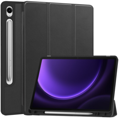 Samsung Galaxy Tab S9 11" / S9 FE 5G / S10 FE / S10 Lite klapiga must nahkümbris - pliiatsiga raamatule | Priedai.lt