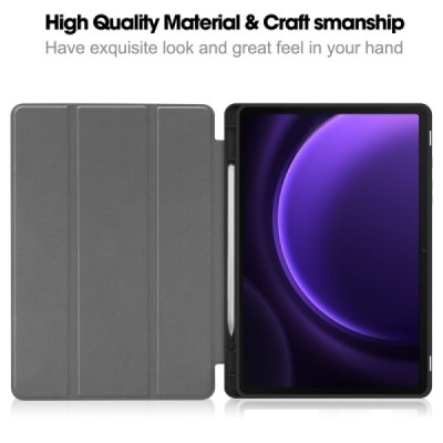 Samsung Galaxy Tab S9 11" / S9 FE 5G / S10 FE / S10 Lite klapiga must nahkümbris - pliiatsiga raamatule | Priedai.lt