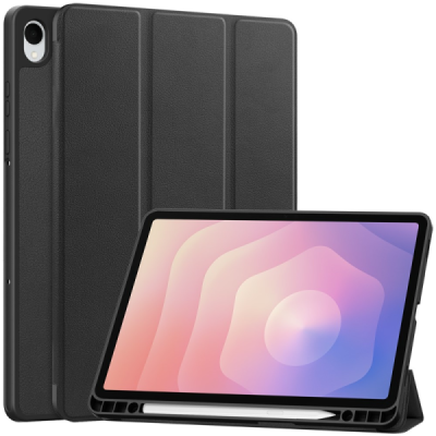 Samsung Galaxy Tab S11 klapiga must nahkümbris - pliiatsiga raamatule | Priedai.lt