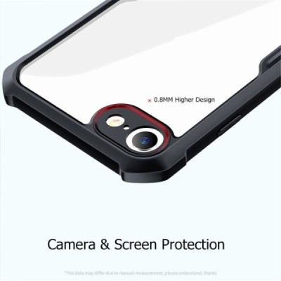 Apple iPhone 7 (iPhone 8, SE 2020) "XUNDD" läbipaistev musta äärisega kõva silikoonist TPU akrüülümbris - tagakülg | Priedai.lt