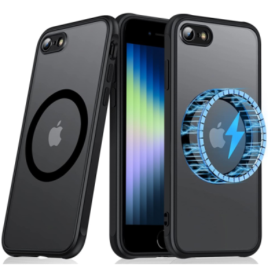 Apple iPhone 7 (iPhone 8, SE 2020) "Mofan" MagSafe matt kõva silikoon (TPU) ümbris – must | Priedai.lt