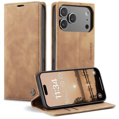 Apple iPhone 17 Pro Max CaseMe Retro tahke nahk kaaned - helepruun | Priedai.lt