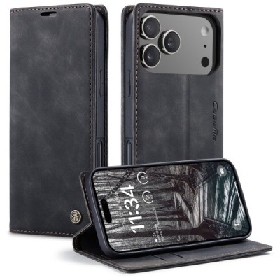 Apple iPhone 17 Pro CaseMe Retro tahke nahk kaaned - must | Priedai.lt