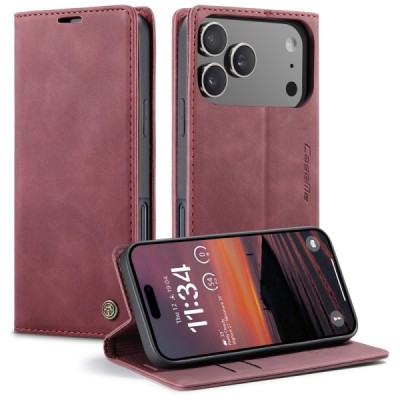 Apple iPhone 17 Pro CaseMe Retro tahke nahk kaaned - burgundia | Priedai.lt