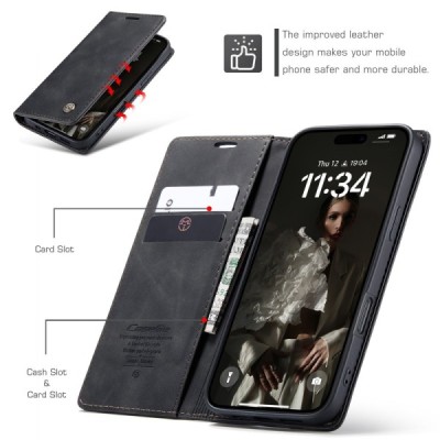Apple iPhone 17 CaseMe Retro tahke nahk kaaned - must | Priedai.lt