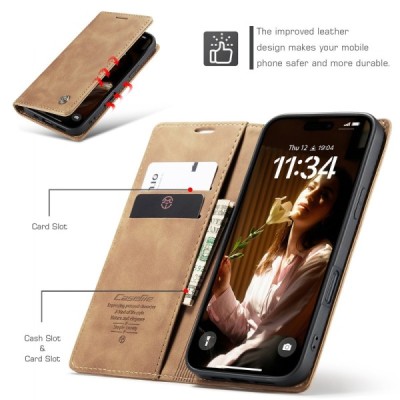 Apple iPhone 17 CaseMe Retro tahke nahk kaaned - helepruun | Priedai.lt