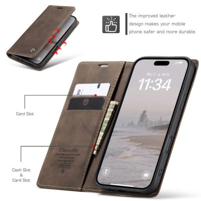 Apple iPhone 17 CaseMe Retro tahke nahk kaaned - pruun | Priedai.lt