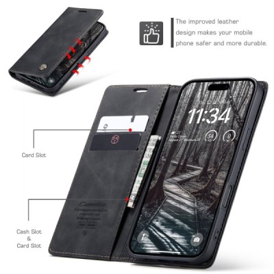 Apple iPhone Air CaseMe Retro tahke nahk kaaned - must | Priedai.lt