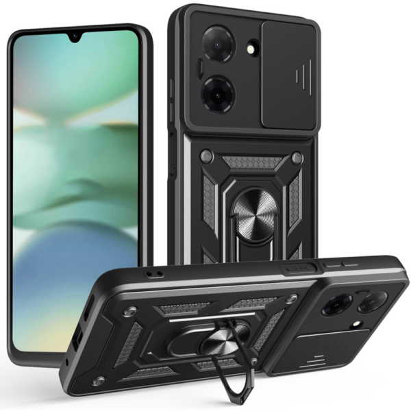 "AMORUS" Kickstand Tugevdatud turvalisus ümbris - must (Redmi A5)