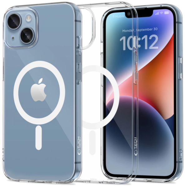 "Tech-Protect" MagSafe kõva silikoonist (TPU) ümbris - läbipaistev (iPhone 14 / 13)